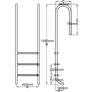 Bazénový rebrík s 3 schodíkmi, nehrdzavejúca oceľ 304, 120 cm - eshop