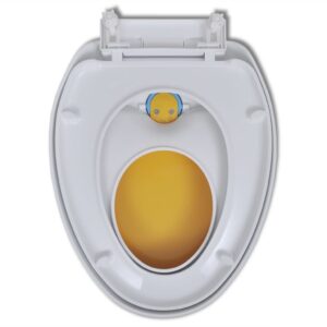 Obrázok Bielo žlté WC sedadlo, pomalé sklápanie, pre dospelých/deti