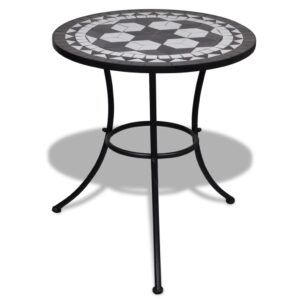 Bistro stolík, čierno biely 60 cm, mozaikový