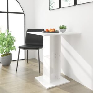 Bistro stolík, lesklý biely 60x60x75 cm, kompozitné drevo