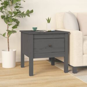 Bočný stolík sivý 50x50x49 cm borovicový masív