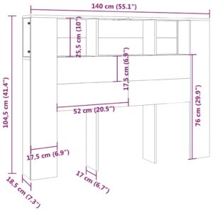 Čelo postele so skrinkou sivý dub sonoma 140x18,5x104,5 cm - eshop