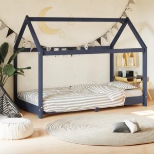 Detský posteľný rám sivý 70x140 cm borovicový masív