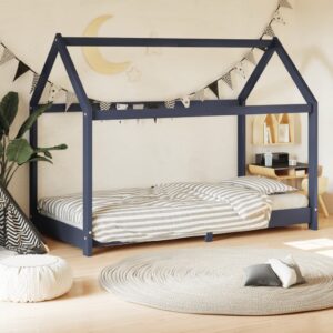 Detský posteľný rám sivý 80x160 cm borovicový masív