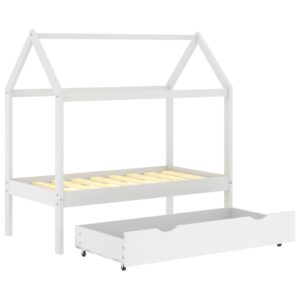 Fotka  Detský posteľný rám so zásuvkou biely 70x140 cm borovica