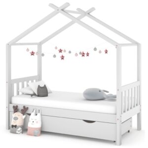 Detský posteľný rám so zásuvkou biely borovica 80x160 cm