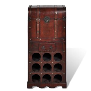 Drevený stojan na víno na 9 fliaš s úložným priestorom Produkt