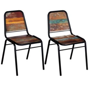 Jedálenské stoličky 2 ks, recyklovaný masív Obrázok