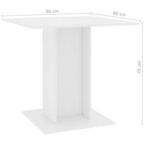 Jedálenský stôl, biely 80x80x75 cm, kompozitné drevo - eshop