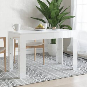 Jedálenský stôl, lesklý biely 120x60x76 cm, drevotrieska