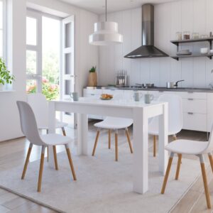 Jedálenský stôl lesklý biely 120x60x76 cm drevotrieska