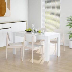 Jedálenský stôl lesklý biely 140x74,5x76 cm drevotrieska