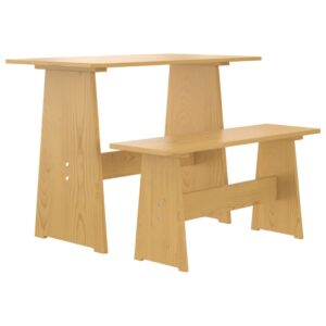 Jedálenský stôl s lavicou, medovo hnedý, borovicový masív