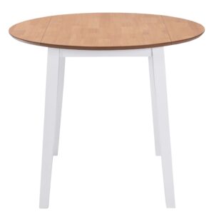 Jedálenský stôl so sklápacou doskou, okrúhly, MDF, biely Produkt
