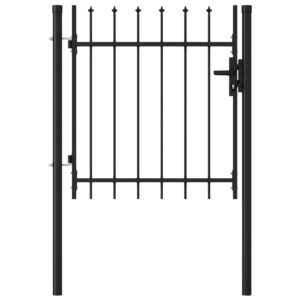 Jednokrídlová plotová brána s hrotmi, oceľ 1x1 m, čierna