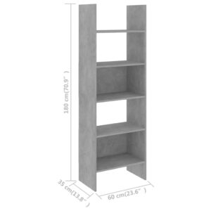 Knižnica, betónovo sivá 60x35x180 cm, kompozitné drevo - predaj
