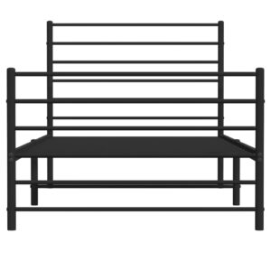 Kovový rám postele s čelom a podnožkou čierny 90x200 cm - eshop