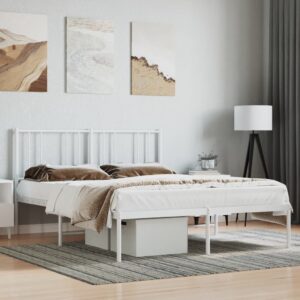 Kovový rám postele s čelom biely 140x200 cm