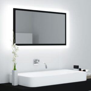 Kúpeľňové LED zrkadlo čierne 80x8,5x37 cm akryl