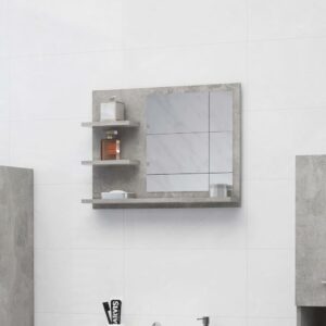 Kúpeľňové zrkadlo, betónovo sivé 60x10,5x45cm, kompozitné drevo