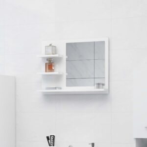 Kúpeľňové zrkadlo, lesklé biele 60x10,5x45 cm, kompozitné drevo