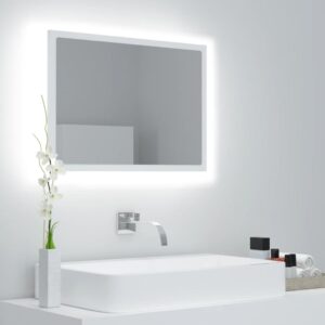 Kúpeľňové zrkadlo s LED, biele 60x8,5x37 cm, akryl