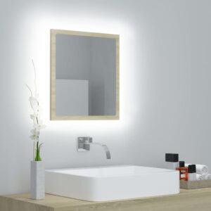 Kúpeľňové zrkadlo s LED, dub sonoma 40x8,5x37 cm, akryl