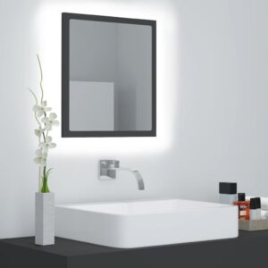 Kúpeľňové zrkadlo s LED, sivé 40x8,5x37 cm, akryl