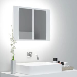 LED kúpeľňová zrkadlová skrinka biela 60x12x45 cm akryl