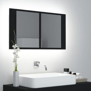 LED kúpeľňová zrkadlová skrinka čierna 80x12x45 cm akryl