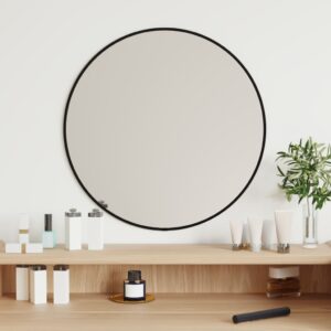 Nástenné zrkadlo čierne Ø 50 cm okrúhle