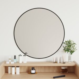 Nástenné zrkadlo čierne Ø 60 cm okrúhle