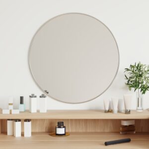 Nástenné zrkadlo strieborné Ø 50 cm okrúhle