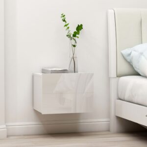 Nočný stolík, lesklý biely 40x30x30 cm, kompozitné drevo