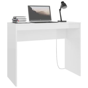 Písací stôl, lesklý biely 90x40x72 cm, kompozitné drevo Foto