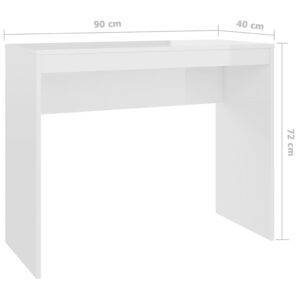 Písací stôl, lesklý biely 90x40x72 cm, kompozitné drevo - eshop
