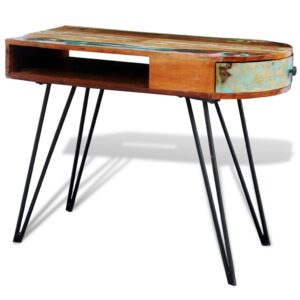 Fotka  Písací stôl, recyklovaný masív, železné nohy