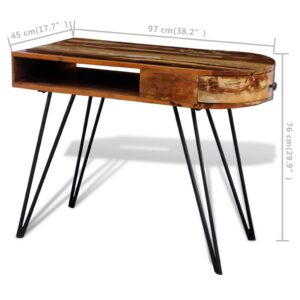 Produkt  Písací stôl, recyklovaný masív, železné nohy