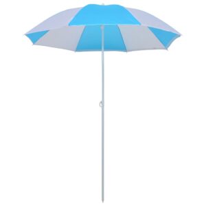 Plážový slnečník modro-biely 180 cm látkový Foto