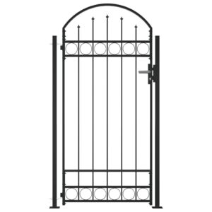 Plotová brána s oblúkom a 2 stĺpikmi 105x204 cm, čierna