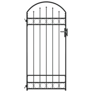 Plotová brána s oblúkom, oceľ 89x200 cm, čierna