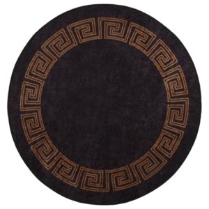 Prateľný koberec φ120 cm čierno-zlatý protišmykový