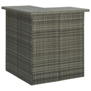 Rohový barový stolík sivý 100x50x105 cm polyratanový