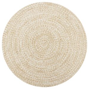 Ručne vyrobený jutový koberec biely a prírodný 120 cm