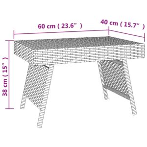 Skladací bočný stolík čierny 60x40x38 cm polyratan - predaj