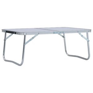 Skladací kempingový stôl biely 60x40 cm hliníkový