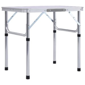 Skladací kempingový stôl biely hliníkový 60x45 cm