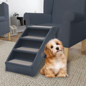 Skladacie 4-stupňové schody pre psa tmavosivé