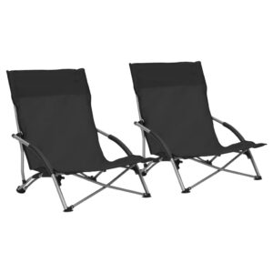 Skladacie plážové stoličky 2 ks čierne látka