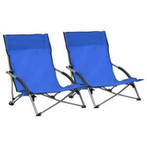 Skladacie plážové stoličky 2 ks modré látka